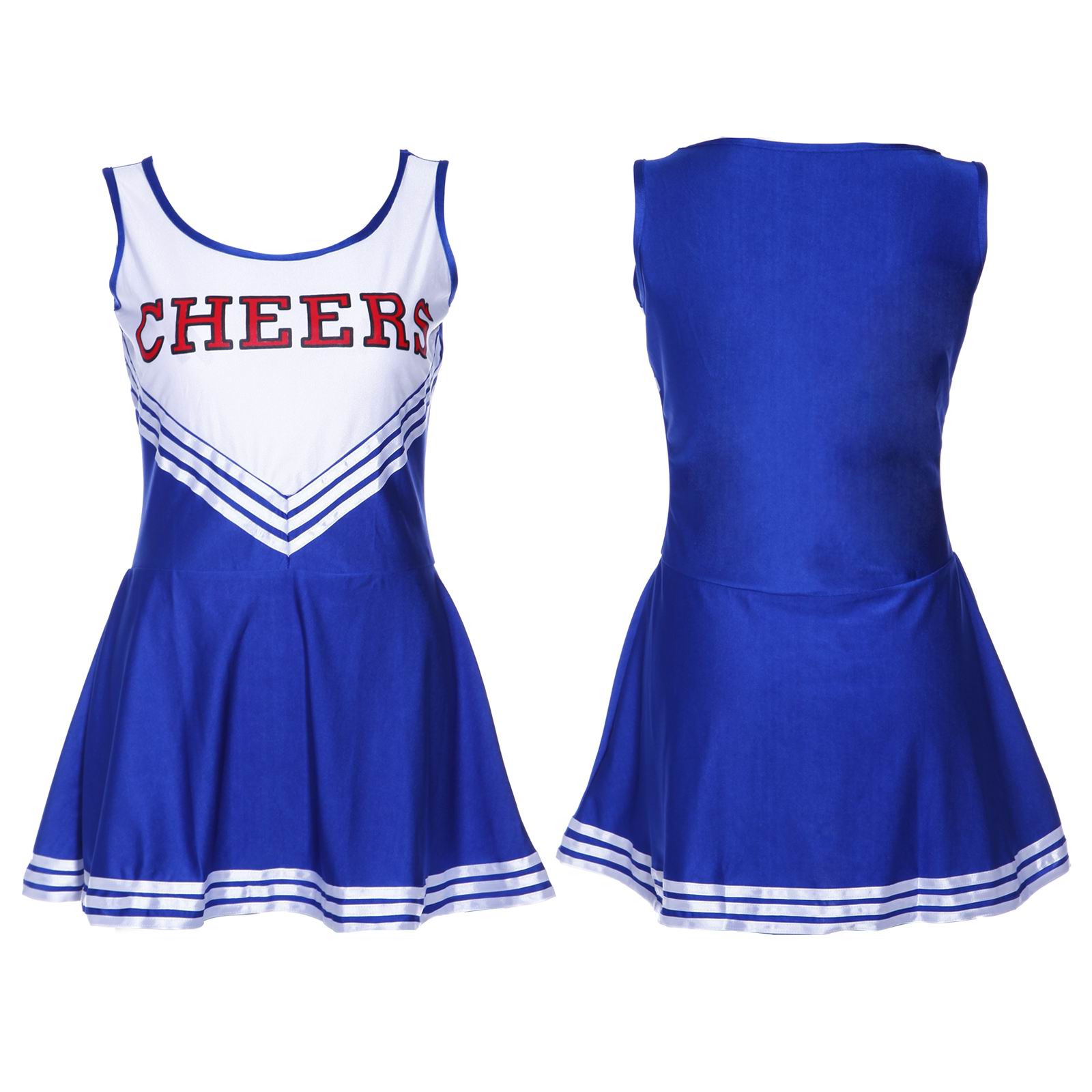 F1537-3 Sexy High School Girl Cheerleader Hen Party Uniform Costume w  Pompoms